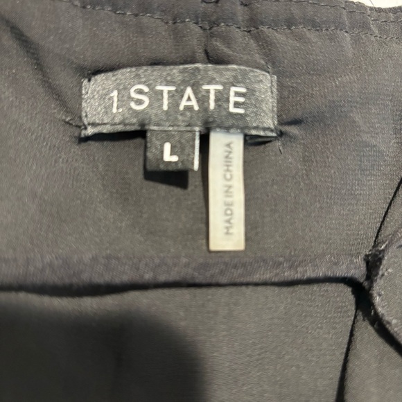 1 STATE Sz L Jumpsuit 100% Rayon Slub Embroidery Gipsy Night Rich Black NEW - Picture 11 of 12